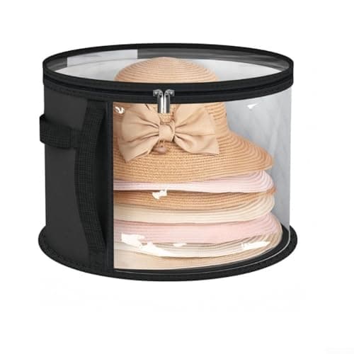 Image of Foldable Hat Bag with Clear Front Panel and Sturdy Handle Designed for Round Brimmed Hat Transport and Storage