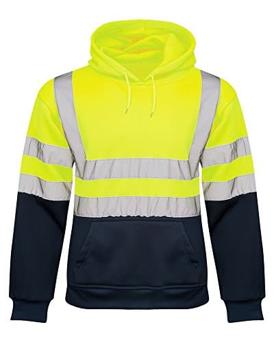 Image of shelikes Mens Hi Vis Hoodies 2 Tone Sweatshirt Workwer Tops Pull Over Security Hoody Top