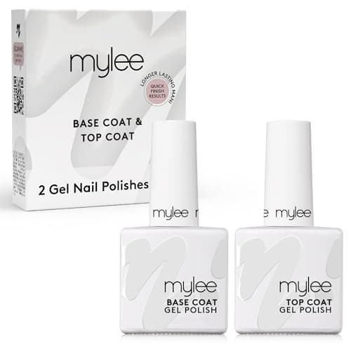 Image of Mylee Gel Nail Polish Top & Base Coat 2x10ml - UV LED Nail Art Manicure Pedicure for Salon and Home Use, Lasts Up to 3 Weeks, Easy to Apply, Durable and Safe