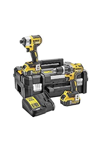 Image of DEWALT DCK266P2T-GB XR Combi Drill and Impact Driver Brushless Kit in TSTAK Box, 1 W, 18 V, Yellow/Black