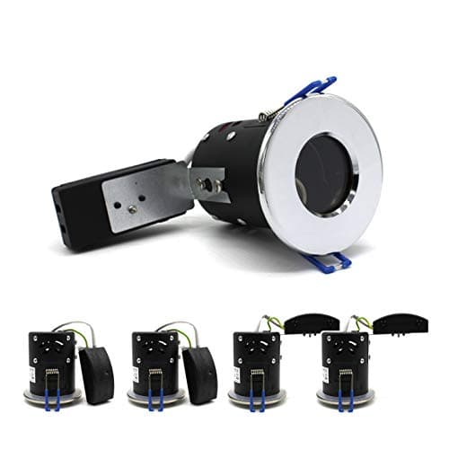 Image of sanlumia 4 X LED Fire Rated Downlight Can GU10 Recessed Ceiling Twist & Lock Interchangeable Downlight IP65 Chrome