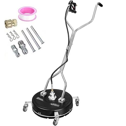 Image of High Pressure Washer Cleaner, 21" Flat Surface Cleaner with 4 Wheels, Stainless Steel Power Cleaner with Dual Handle for Driveway and Sidewalk