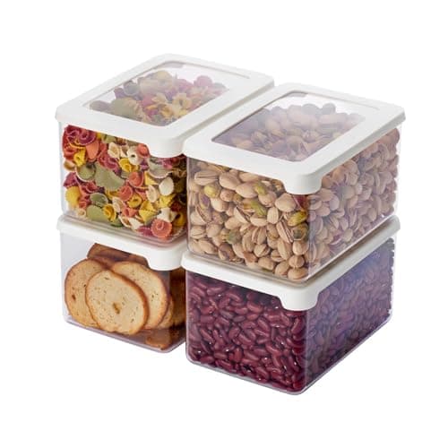 Image of SmartStore Clear Airtight Dry Food Containers with Lids 1.65L Set of 4 - Plastic Storage Box with Lid, BPA Free, Dishwasher Safe - Stacking Kitchen Storage Containers - 18 x 12.5 x 10cm