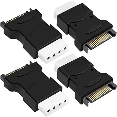 Image of HAAMNING7 SATA 15Pin to Molex 4Pin IDE Adapter, LP4 Female to SATA Male for Hard Drive HDD IDE Power to SATA Cable Converter Connector, 4 Pcs