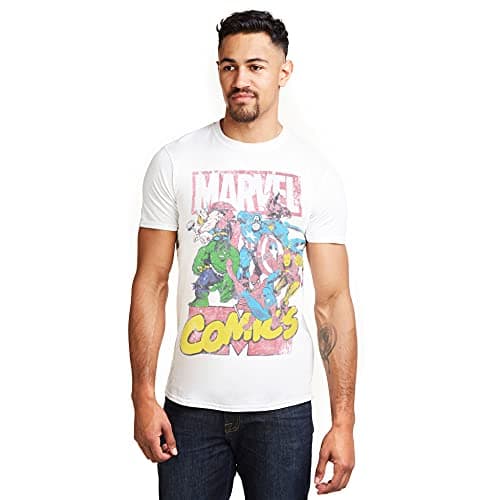 Image of Marvel Men's Call Out T Shirt, White (White White), XXL UK