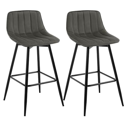 Image of WOLTU Bar Stools Set of 2 PCS Soft Velvet Seat Breakfast Bar Counter Kitchen Chairs Metal Legs Barstools Dark Grey High Stools with Backrests & Footrests for Home & Commercial Use
