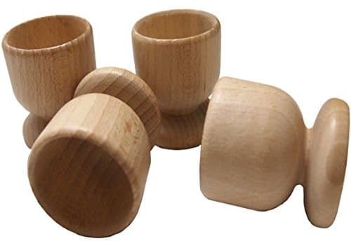 Image of EFO Wooden Egg Cups Set of 4 | Handcrafted Egg Cups Made of Natural Wood | Ideal for Breakfast, Camping, Picnics or a Child's Play Kitchen | Sturdy, Eco-Friendly and Timeless Design | Beech Wood