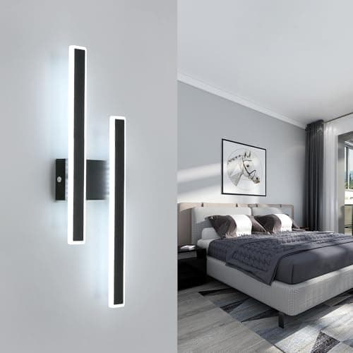 Image of Comely LED Wall Light Indoor, 32W Creative Long Strip Wall Lamp, Modern Indoor Wall Lights for Bedroom Living Room Bathroom Corridor Hallway, Cold White Light 6500K