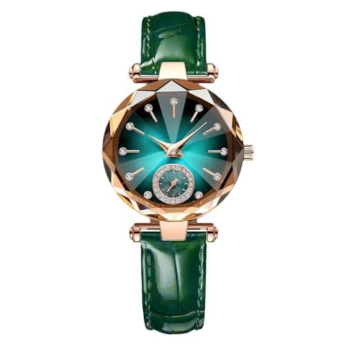 Image of RORIOS Women's Watches Ladies Quartz Watch with Leather Strap Fashion Waterproof Wrist Watch Diamond Watches for Women