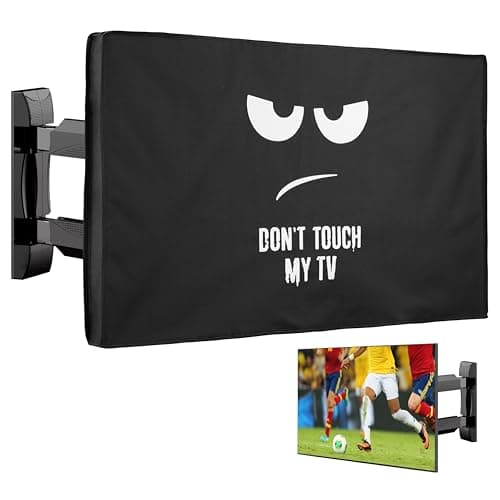 Image of kwmobile Outdoor TV Cover 55" TV Cover Outdoor - Weatherproof Television Case - Exterior Shield for Outside Storage - White/Black