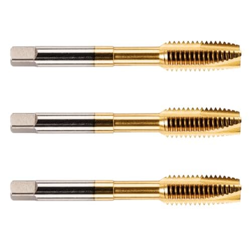 Image of 3 Pack - M8 x 1.25 Spiral Point Tap HSS M2 Titanium (TiN) Coated 8mm Thread. Metric Hand/Machine Screw Tap Metric Coarse. for Tapping Through Holes