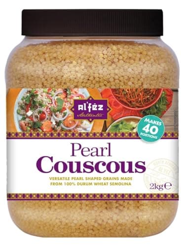 Image of Al’Fez Pearl Couscous 2kg Value Pack – Makes 40 Portions – 100% Durum Wheat Semolina Couscous/Cous Cous – Middle Eastern Staple Grain – Large Pearl Couscous for Salads, Tagines & Meal Prep