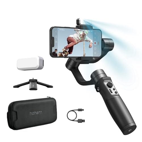 Image of hohem iSteady Mobile Plus Kit Smartphone Gimbal Stabilizer,3-Axis Phone Gimbal w/Fill Light,360° Infinite Rotation,Max Payload 280g,Android and Phone Gimbal,YouTube TikTok Video Vlogging Stabilizer