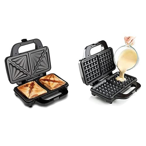 Image of Global Gourmet by Sensiohome Sandwich Toaster/Toastie Maker Deep Fill Non-Stick 4 Slice & Square Waffle Maker Iron Machine 1000W I Electric I Non-Stick Coating