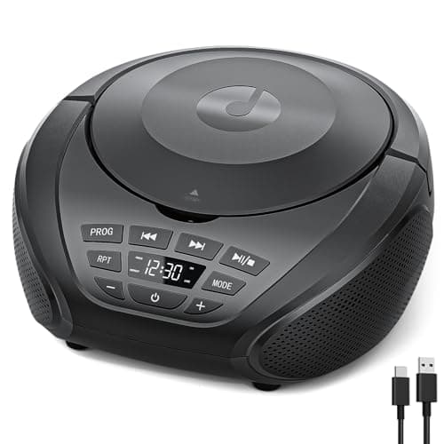 Image of Gueray Portable CD Player Boombox Home Audio CD Players with Speakers FM Radio AUX Input Support Headphones Playlist Mode PROG Playback for Outdoor Indoor Audiobooks