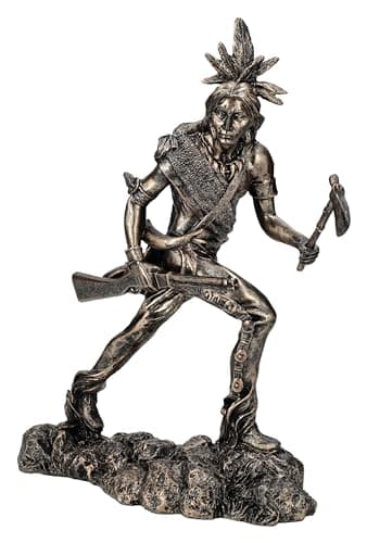 Image of Tribal Warrior Figure with Rifle and Tomahawk 31.5 cm - Native American Western Decoration