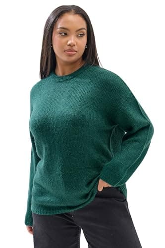 Image of Yours Curve Green Soft Touch Knitted Jumper - Women's - Plus Size Curve