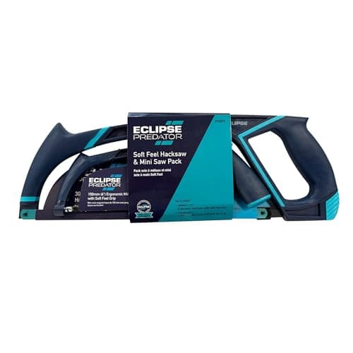 Image of Eclipse Professional Tools EPH2PS Soft-Feel Hacksaw (12") and Mini Saw (6") Set - Metal Cutting Ergonomic Comfort Grip Hand Saw Bundle for Multiple Applications with Quick Blade Change Mechanisms