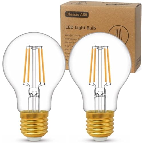 Image of YOUDIAN LED E27 Edison Screw Bulb,Warm White 2700K,60 Watts Equivalent,6W ES Bulbs,Screw in Light Bulb,A60 Clear LED Filament Energy Saving Light Bulbs,600 Lumen,Non-Dimmable,Pack of 2