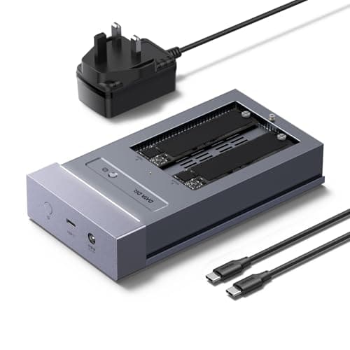 Image of UGREEN 40Gbps Dual-Bay M.2 NVMe SSD Cloner, USB4 NVMe Enclosure with Cooling Fan, Support One-key Clone, RAID, UASP & TRIM, SSD Docking Station Compatible MacBook M1 M2 M3 M4 Pro/Max, Up to 3300MB/s