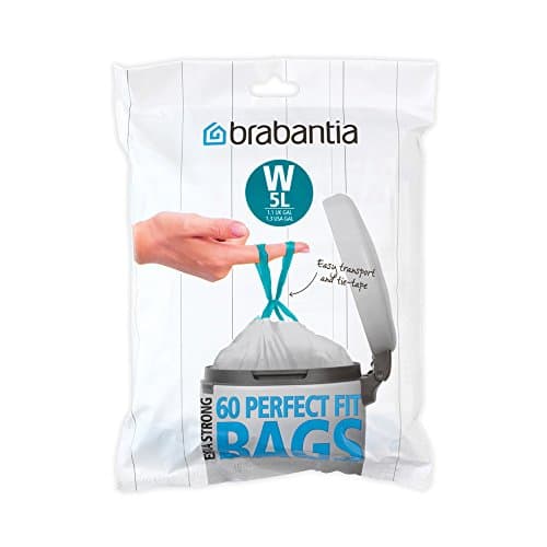 Image of Brabantia IdealFit Bin Liners (Size W/5 Litre) Ideal Quality Thick Plastic Trash Bags with Tie Tape Drawstring Handles (60 Bags)