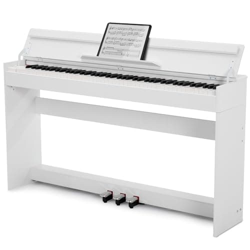 Image of MUSTAR Digital Piano 88 Weighted Keys for Beginners, Full-Size 88 Key Piano Keyboard Semi Weighted, Electric Piano Keyboard 88 Keys with 3 Pedals, USB/MIDI, Wireless Connection (White)
