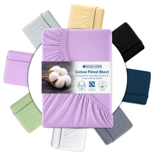 Image of Acrali Home Pink Egyptian Cotton Double Fitted Sheet 137x190 cm - 200 Thread Count, Deep Pocket - Ultra Soft Hotel Quality, Breathable & Hypoallergenic Bottom Bed Sheet