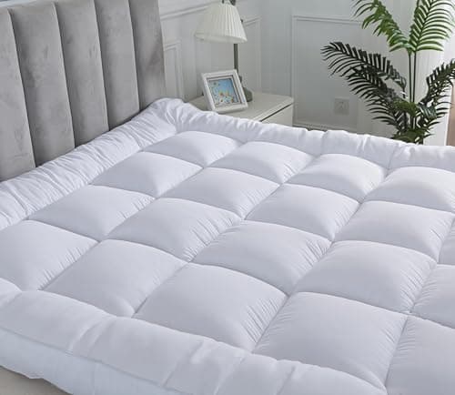 Image of Arlinens Hotel Quality Box Stitched Microfibre Mattress Topper 5cm Super soft Heavy Fill Orthopaedic Anti Allergy Quilted Mattress Topper (Super king, 183cm X 200cmx5cm)