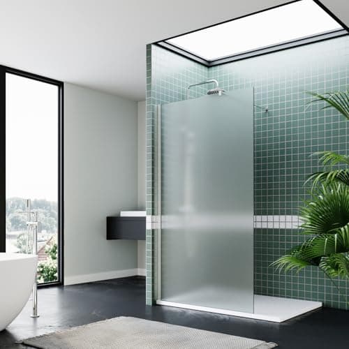 Image of ZANOFIRA 700mm Walk in Shower Screen 8mm Toughened Safety Full Frosted Glass Panel Wet Room Shower Screen with Stainless Steel Support Bar Reversible Adjustable Wall Profile