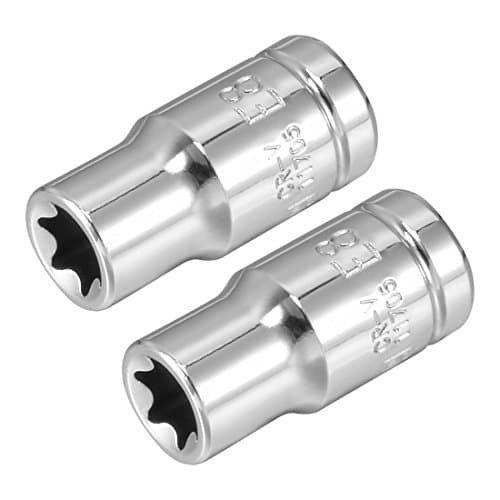Image of Sourcingmap 2Pcs 1/4-inch Drive E8 External Torx Shallow Socket, Cr-V Steel