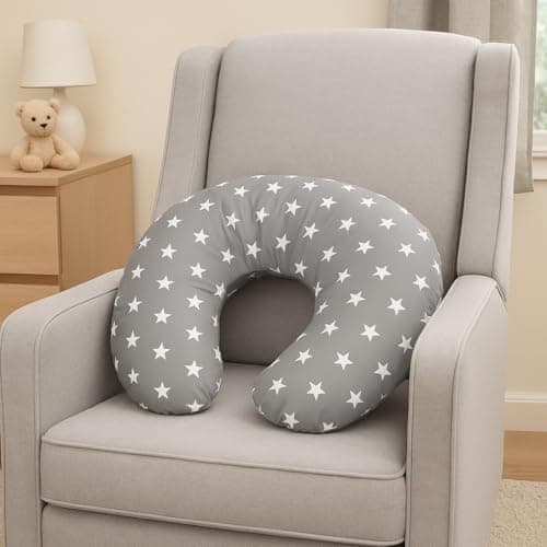 Image of For Your Little One Breast Feeding Maternity Nursing Pillow Support | Mother & Baby Awards Shortlisted (Grey With White Stars)