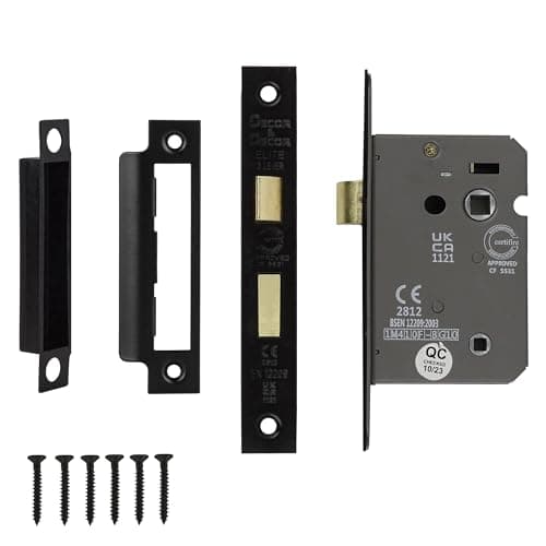 Image of Decoranddecor Bathroom Mortice Lock - 2.5inch / 64mm - Matt Black - Fire Rated - UKCA & CE Approved