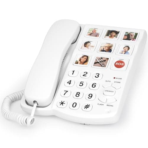 Image of Big Button Phones for Elderly and Dementia Sufferers Loud Ringer House Landline Telephone with Speed Dialing Volume Control, Hands-free Corded Phones for Hearing, Visually Impaired