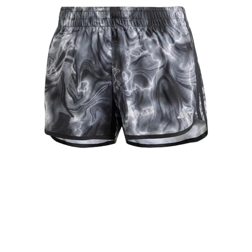 Image of adidas Women's Marathon 20 Allover Print Shorts (1/2), White/Black/Grey six, S 3"