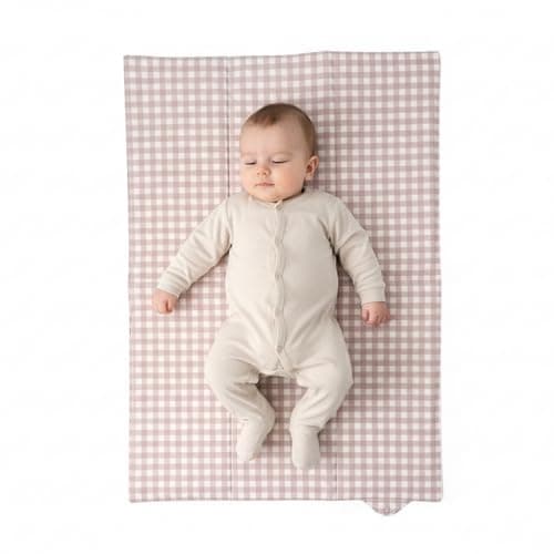 Image of Clair de Lune Gingham Foldable Changing Mat, Easy Clean Soft Water Resistant Travel Pad 60 x 34 cm