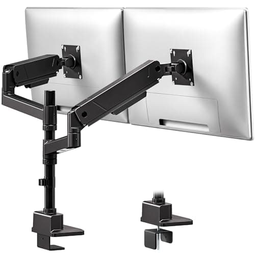 Image of monTEK Dual Monitor Stand for 17 to 35 Inch Screens, Height Adjustable Dual Monitor Arm, Tilt, Swivel and Rotation Monitor Arm up to 16 kg, Cable Management Monitor Stand, VESA 75/100mm