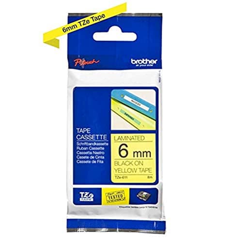 Image of Brother TZe-611 - Black on yellow - Roll (0.6 cm) 1 cassette(s) laminated tape - for Brother PT-D210, D600, H110, P-Touch PT-1005, 1880, P-Touch Cube Pro PT-P910