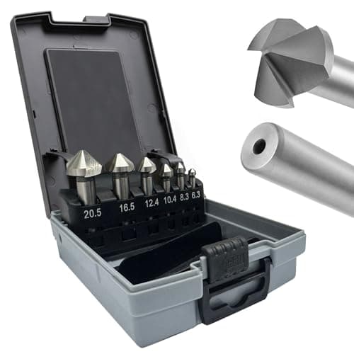 Image of 6 pcs Countersink Drill Set, 3-Flute 90 Degree HSS Chamfer Tool Drill Bit, Deburring Chamfer Drill Bit for Metal, Wood, Aluminum, Stainless Steel (6.3/8.3/10.4/12.4/16.5/20.5mm)