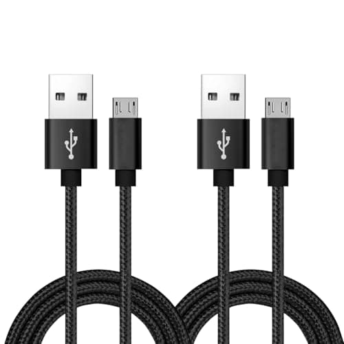 Image of ROFICORD Micro USB Cable, [2Pack] 0.6M Android Charger, Nylon Braided Micro USB Charger, High Speed USB 2.0 A to Micro B Charging Cord Universal for HTC, S6, Kindle, Android, and More (Black, 0.6M)