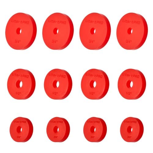 Image of LitartPRO Silicone Assorted Tap Washers 12 Pack – Fits 3/8", 1/2", 3/4" Taps for Faucet Repair and Replacement, Red