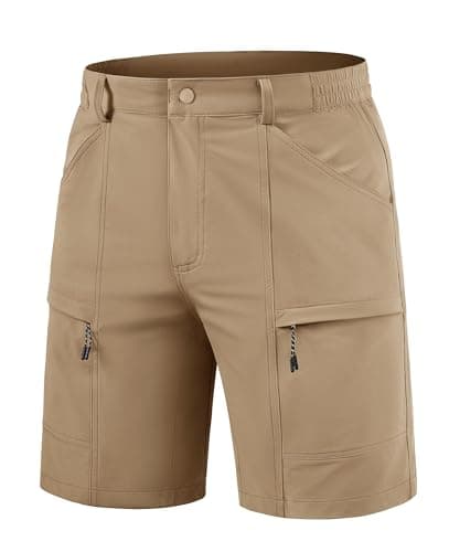 Image of TACVASEN Walking Shorts Mens Stretch Cargo Work Shorts Waterproof Outdoor Hiking Shorts Quick Dry Golf Shorts Summer Khaki,34