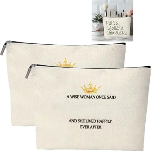 Image of 2PCS Travel Cosmetic Bag,A Wise Woman Once Said Motivational Quote Makeup Bag-Small Cosmetic Pouch for Travel, Inspirational Friendship Gifts for Women Best Friend,Sister,Teacher,Wife,Coworker