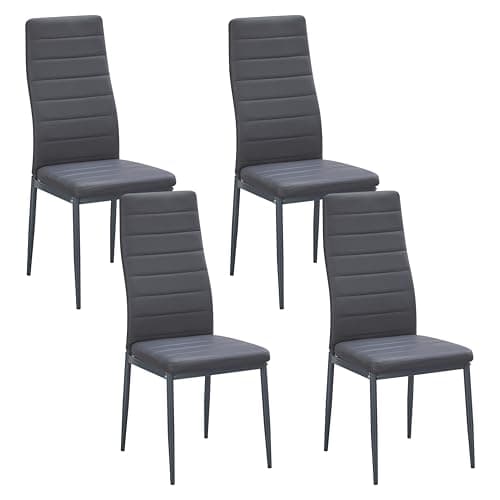 Image of Stanew Set of 4 Modern Dining Chairs, Kitchen Chair Leather with Metal Legs and Foot Pads,Thick Padded Seats,Backrest Set.(Grey,4 Chairs)