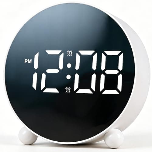 Image of Lumive Digital Alarm Clock for Bedrooms, Large LED Display Bedside Clock with Date, Dual Alarms & Loud Ringtone for Heavy Sleepers, 3 Brightness Levels, USB Powered, White