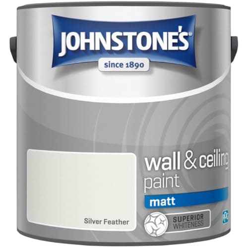Image of Silver Feather Johnstone’s Wall & Ceiling Matt Paint 2.5L – Smooth Matt Finish, Excellent Coverage, Quick Dry, Low Odour Interior Paint for Walls & Ceilings