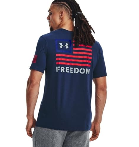 Image of Under Armour Mens New Freedom Banner T-Shirt, (408) Academy/Royal/Red, S