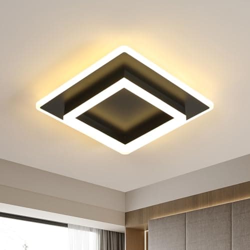 Image of DELIPOP Led Ceiling Light, 30W 3375LM Modern Design Ceiling Lighting, Ceiling Lamp Black Living Room for Hallway Bedroom Aisle Entryway, Warm White 3000K