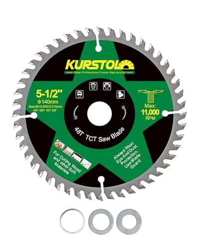Image of KURSTOL Wood Circular Saw Blade - 140 x 20 x 12.7mm 48 Tooth TCT Cutting Blade for Wood, Plastic, Plywood, Particle Boards, Multilayer Boards