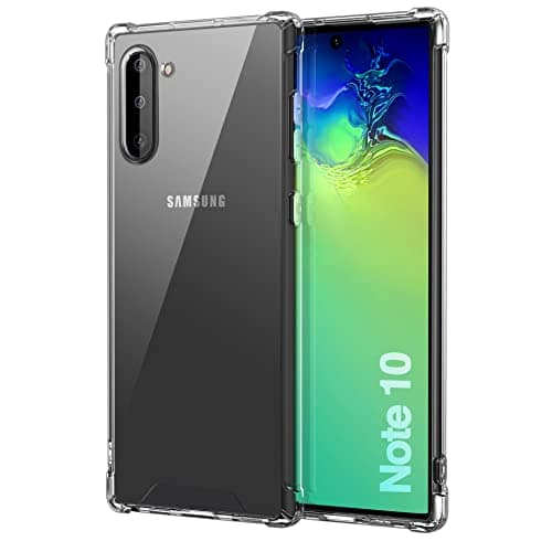 Image of KIOMY Case for Samsung Galaxy Note 10 Shockproof Bumper Protective Cover Hybrid Design Hard PC Back + Flexible TPU Raised Bezel Slim Fit with Airbags Corners Clear