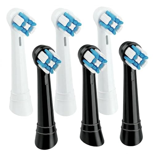 Image of for Oral B iO Replacement Brush Heads Compatible with Oral-B iO 2 3 4 5 6 7 8 9 10 Series Electric Toothbrush Pack of 6,Soft Round Bristles for Sensitive Teeth Gentle Care,3 White + 3 Black